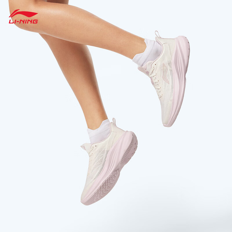 李宁轻风丨跑步鞋女鞋减震回弹透气柔软轻便休闲慢跑跳绳运动鞋 【单层贾卡】云雾白108-3 轻风 38