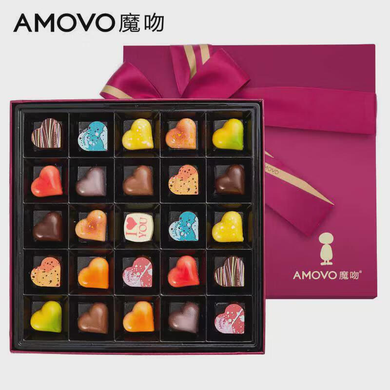 魔吻(AMOVO)amovo魔吻高端手工巧克力禮盒裝送女友表白萬(wàn)圣節生日禮物進(jìn)口料 心之華彩-手工高端禮盒(比利時(shí)進(jìn)