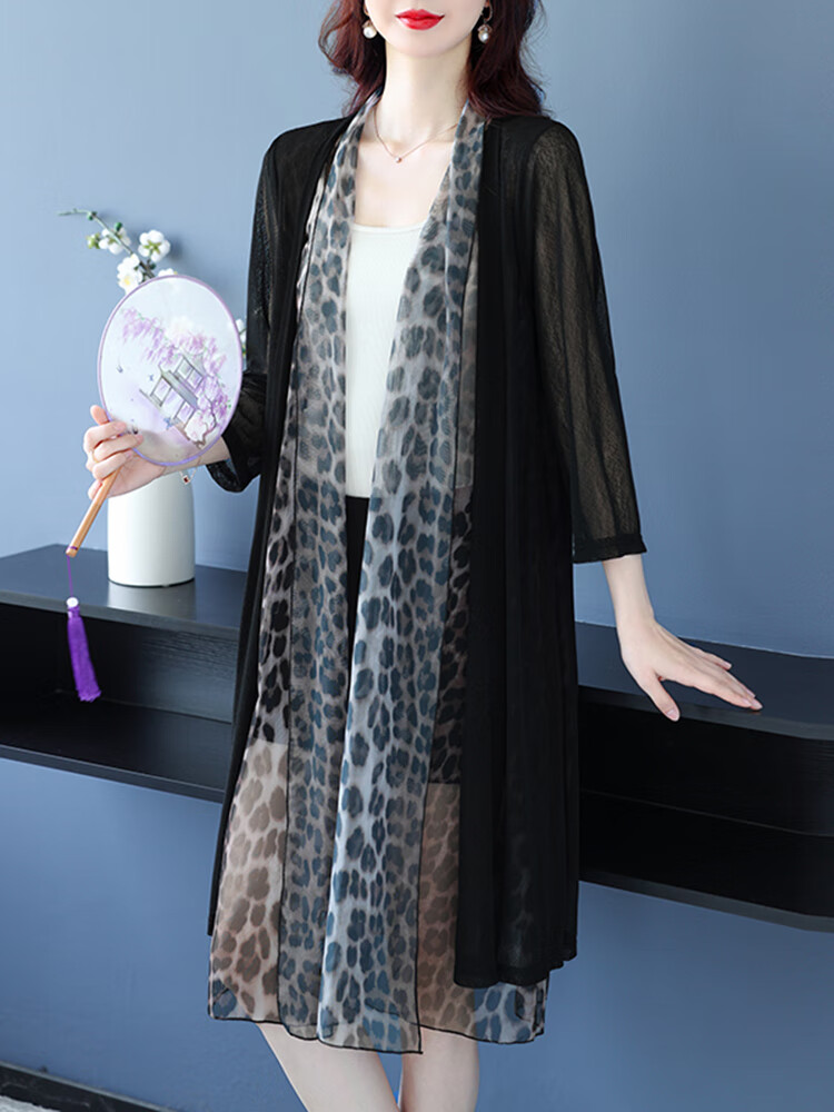 宿莱桑蚕丝真丝外搭开衫女中长款漂亮女人2025款防晒夏季高端披风外套