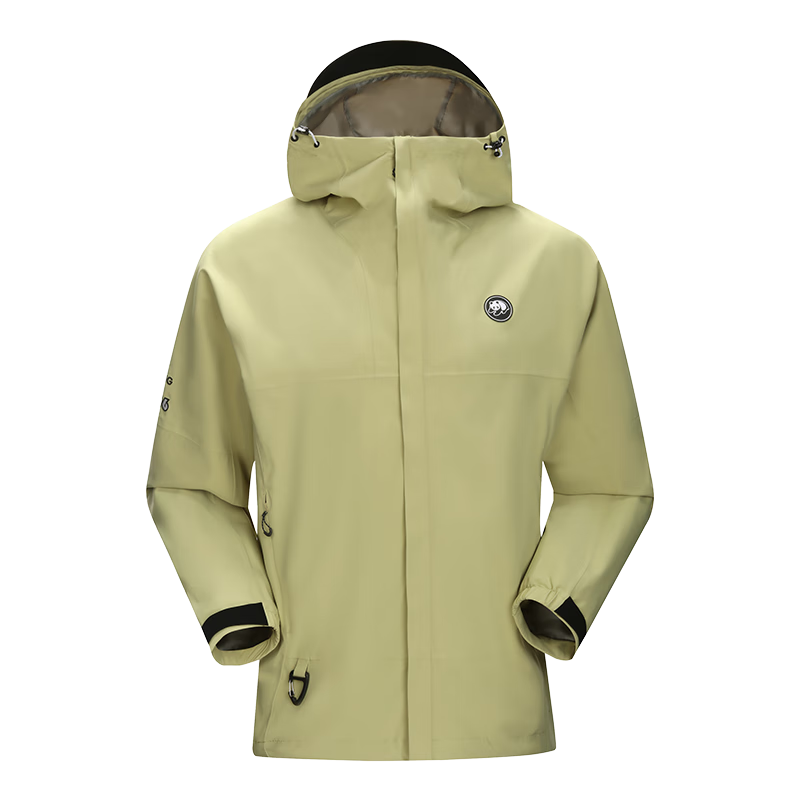 熊猫骆驼[雨壳]户外冲锋衣男女单层暴雨级三防登山服外套青果绿 M