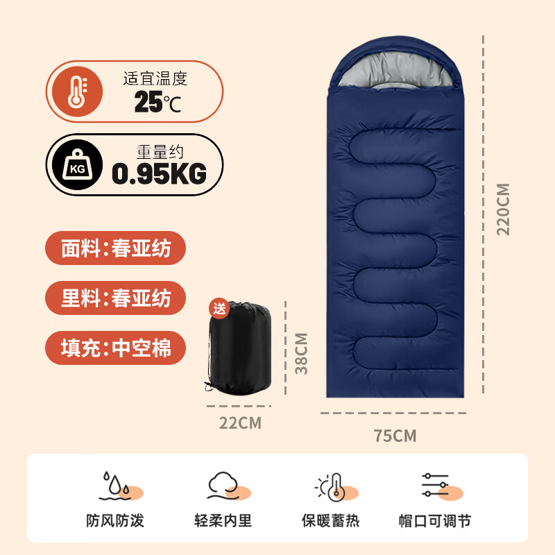 北極狼睡袋單人夏季薄款戶外露營辦公室午休便攜信封睡袋四季保暖