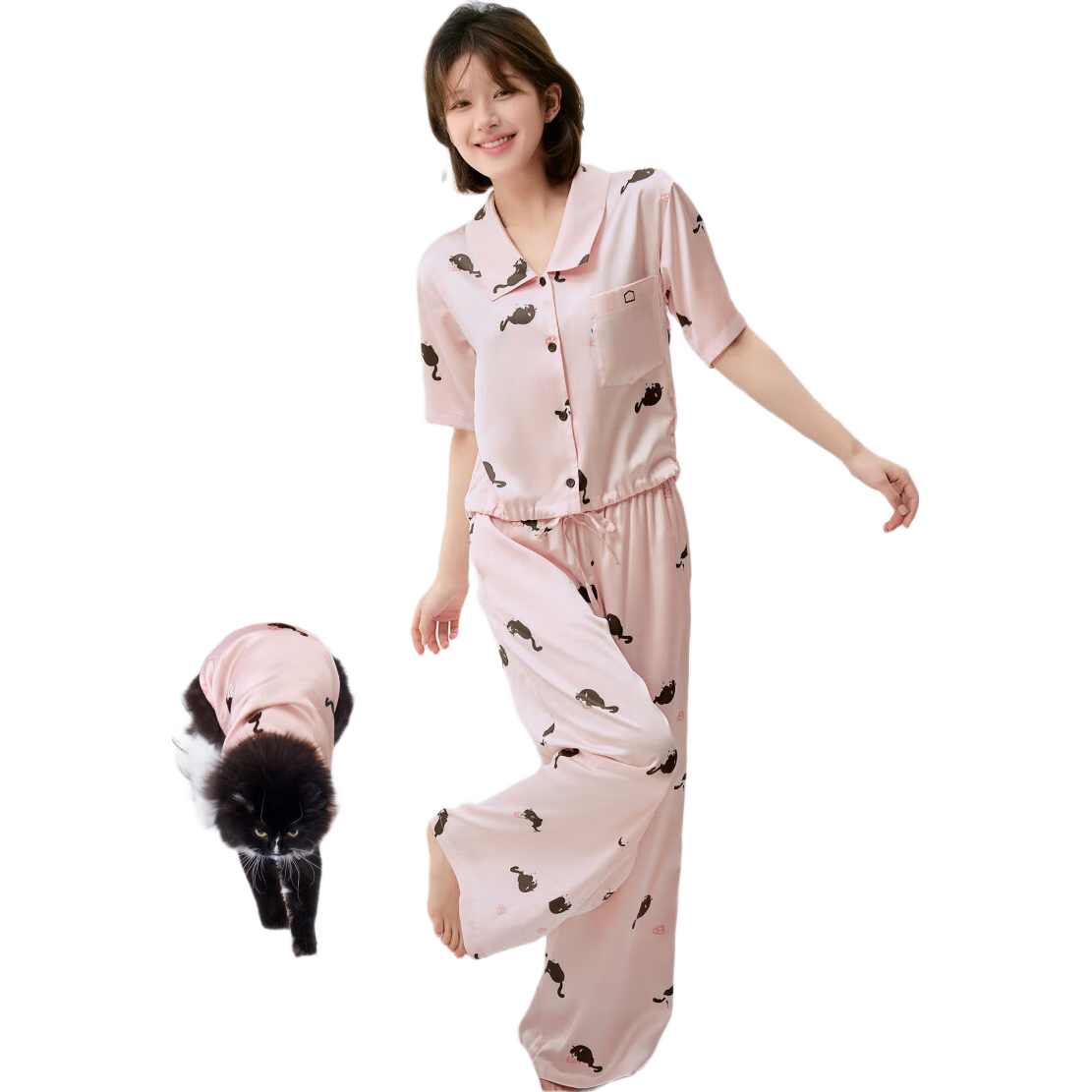 蕉內(nèi)【趙露思同款】絲絲520H睡衣男女士冰絲緞面情侶款家居服夏季新品