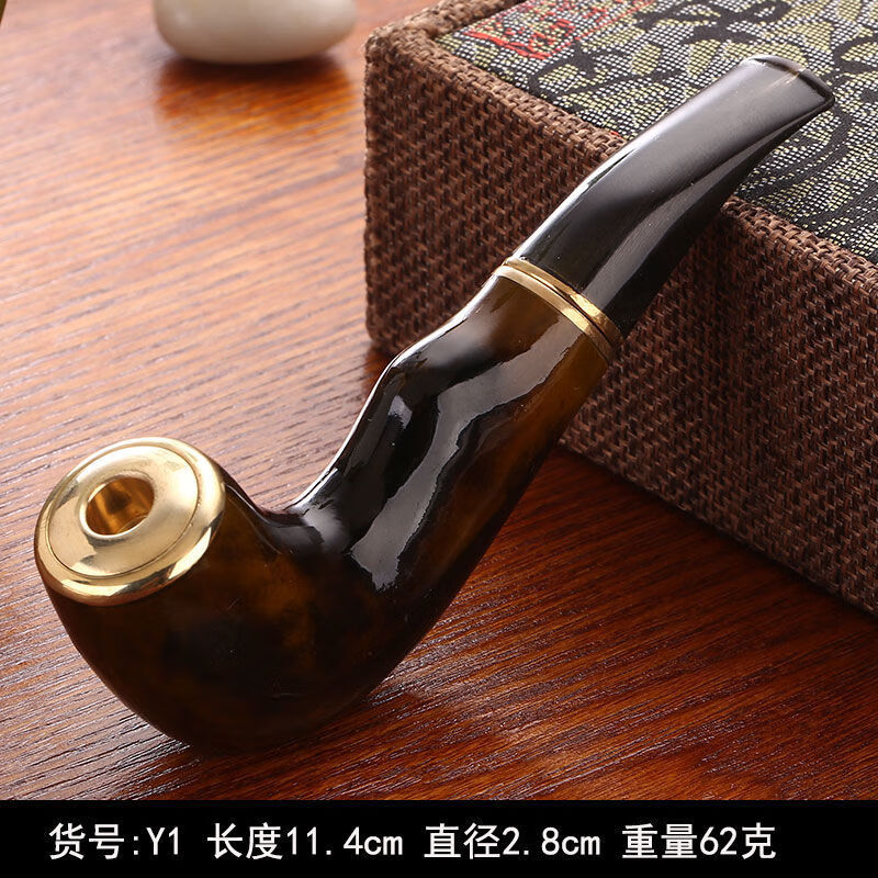 億輝海柳木質(zhì)煙嘴彎煙斗男女士粗中細(xì)三用循環(huán)過(guò)濾可清洗煙具送禮 元寶斗