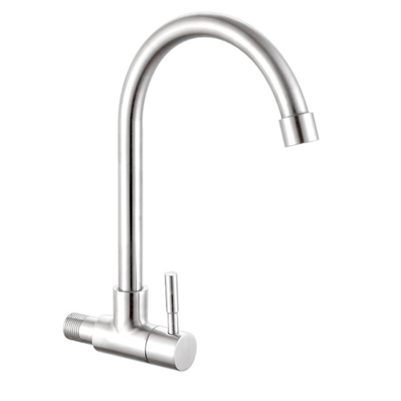 水龙头直角弯头不锈钢304不锈钢单冷水龙头厨房洗菜盆入墙式水 入墙单冷大弯