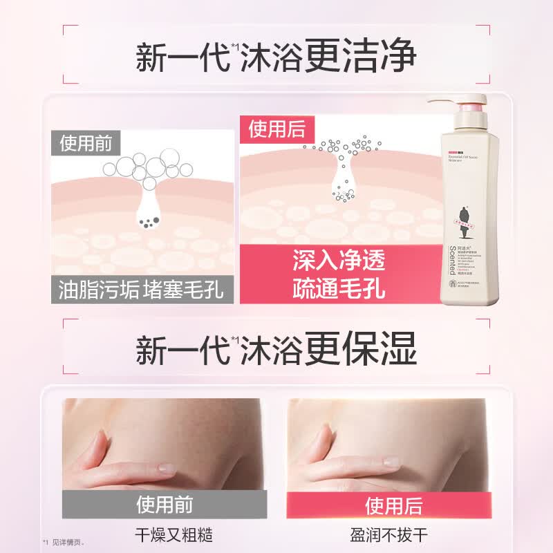 阿道夫精油香氛洗发水洗发露去屑控油清爽丰盈蓬松持久留香便携装男女士 无硅油洗发水500ml+沐浴露420ml 精油香氛