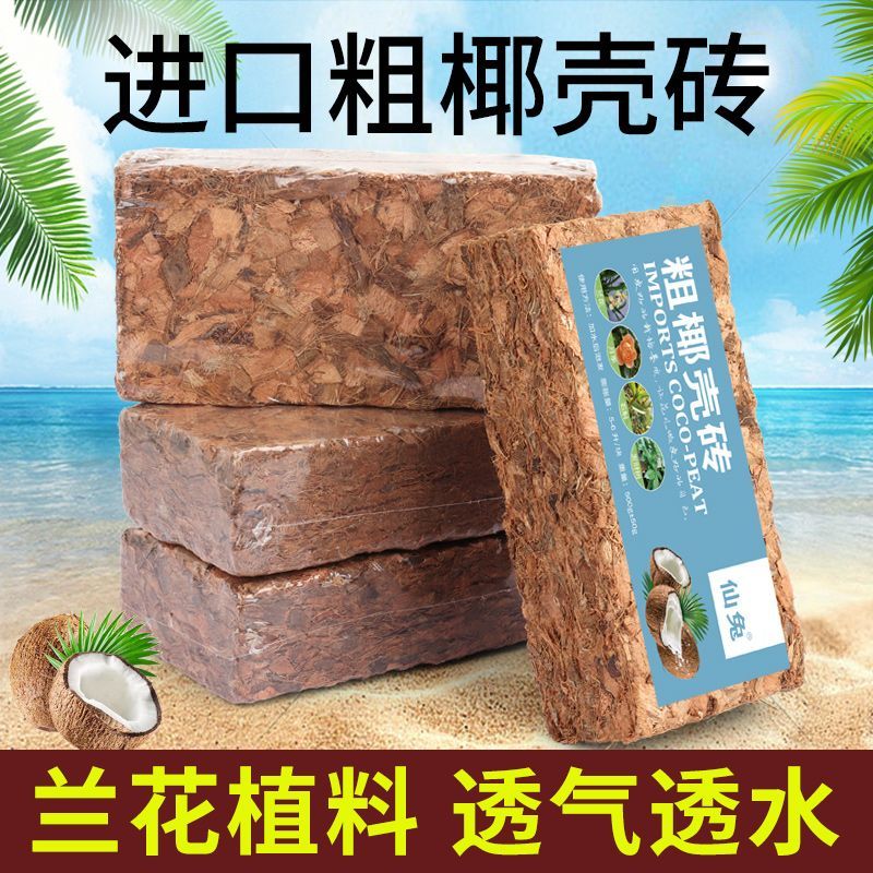 蘭花專(zhuān)用營(yíng)養(yǎng)土椰殼磚粗椰糠蝴蝶蘭石斛植料粗椰塊有機(jī)脫鹽椰磚 500g椰殼2塊
