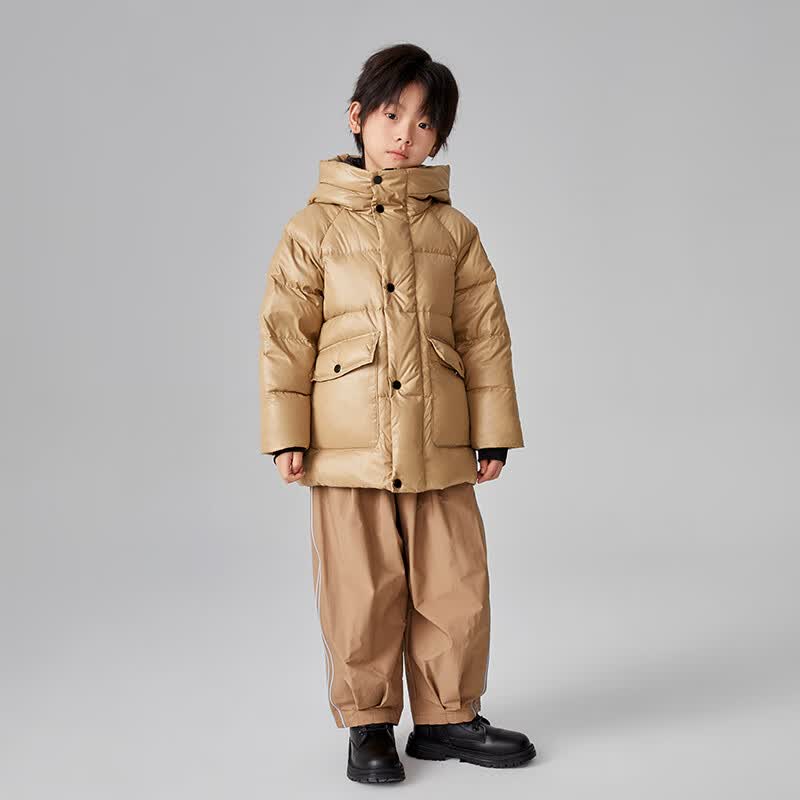 千仞岗秋冬季儿童羽绒服中长款男女童外套百搭休闲冬装石墨烯保暖防寒服 摩登咖 120 cm