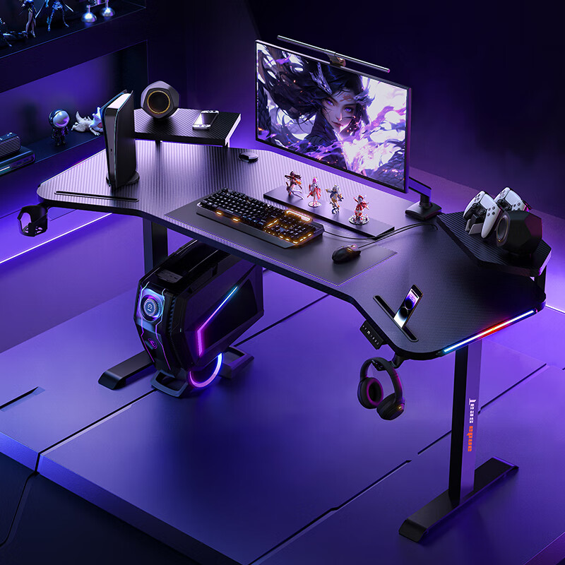 andaseaT安德斯特电脑桌电竞桌游戏桌台式电脑桌 极影带灯电动升降1.8米