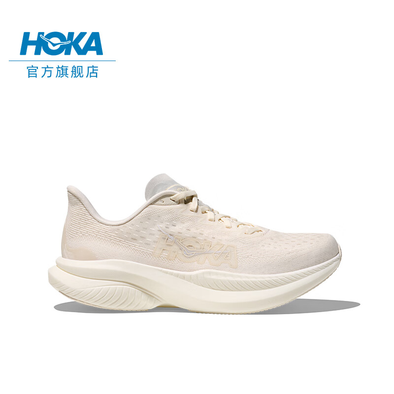 HOKA女款秋季马赫6竞训跑步鞋MACH 6 舒适轻便回弹缓震耐磨 石膏白/宇宙灰 38