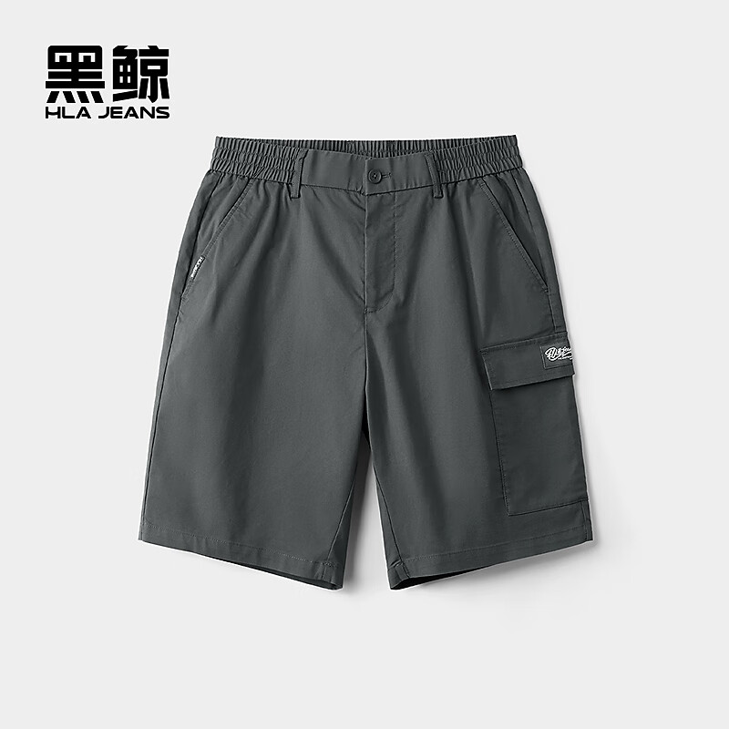 黑鲸海澜之家旗下松紧腰休闲中裤工装短裤一款两色 深灰04 2XL