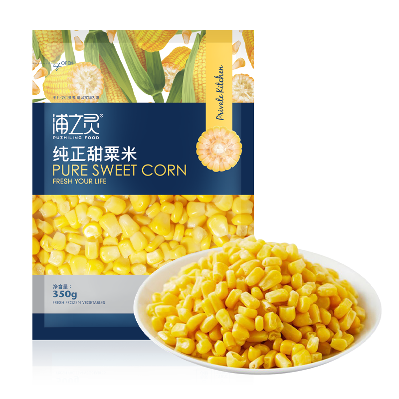 京鮮生  浦之靈水果甜玉米粒350g/袋 非轉基因低脂代餐輕食沙拉冷凍蔬菜