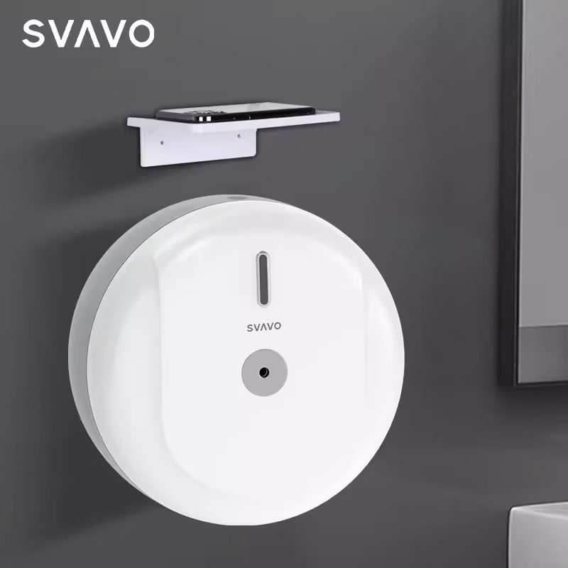 瑞沃（SVAVO）中心抽紙盒大卷紙盒壁掛式公共衛(wèi)生間紙巾盒廁所大盤紙盒商用 151066白灰色+手機置物架
