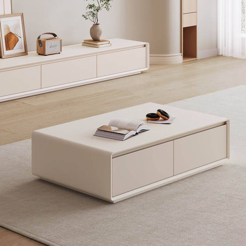 歐派北歐電視柜客廳2024新款奶油風(fēng)實(shí)木電視機(jī)電視柜背景墻一體組合柜 1.2米茶幾實(shí)木柜體 上門(mén)安裝