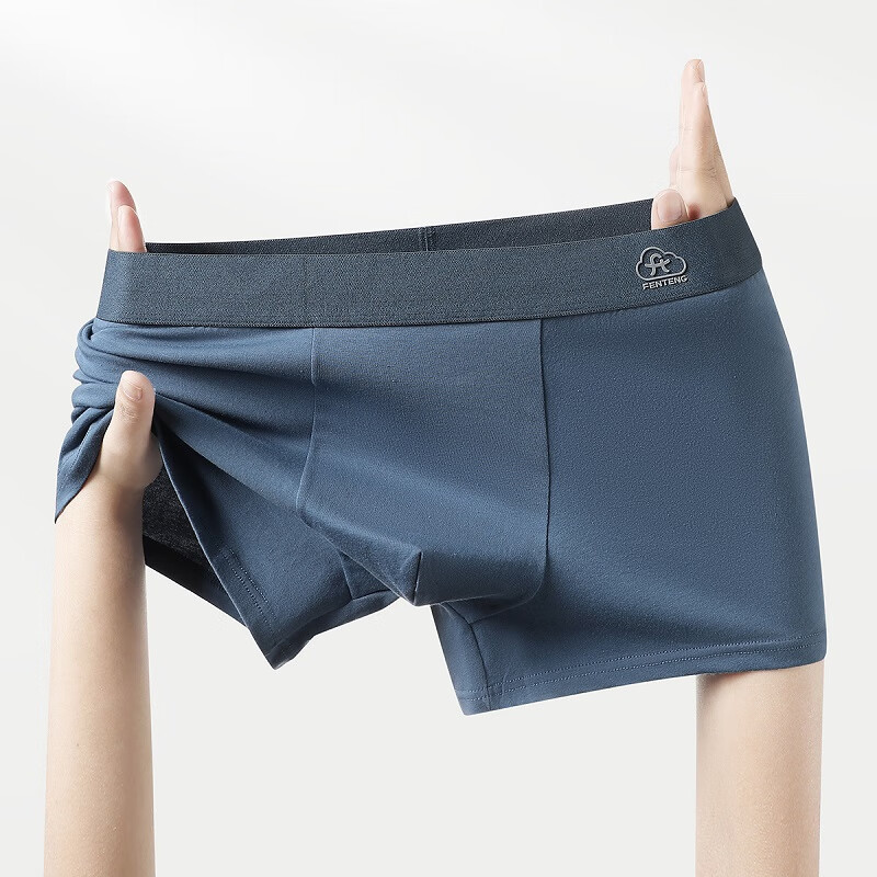 芬腾内裤男式2025年内裤中腰简约平角内裤4条装 灰色/墨兰/灰紫/蓝色 4条 2XL