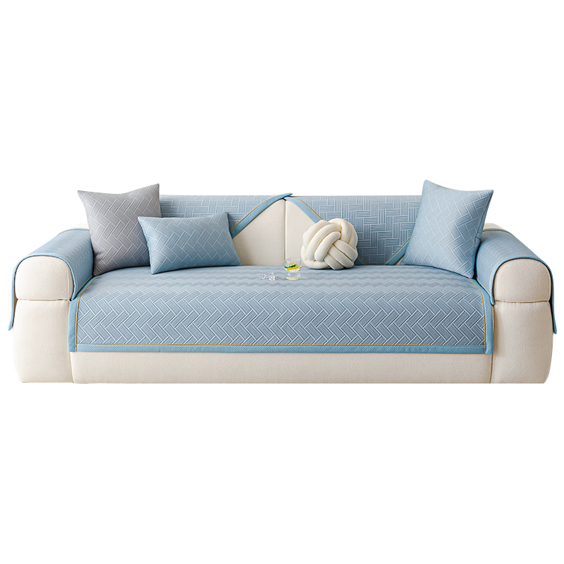 无印良品夏季沙发盖垫冰丝沙发凉席坐垫套罩盖布夏天冰感丝90*240cm蓝色 69.5元(需领券)