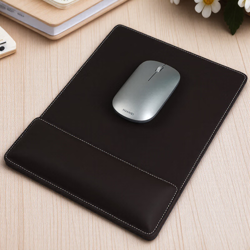 OBOQO鼠标垫护腕手腕垫二合一可自由组合PU皮革质感护手腕托慢回弹柔软舒适商务办公礼品支持定制 咖啡色【鼠标垫腕垫套装】