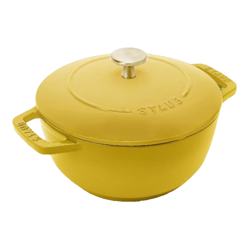 琺寶（staub） 法國進(jìn)口檸檬黃琺瑯鑄鐵鍋平底鍋雙耳煲湯鍋燉鍋煎炒鍋燉肉鍋具 多用鍋檸檬黃 18cm