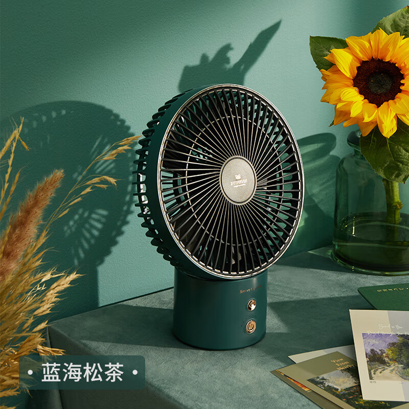 卡蛙桌面風(fēng)扇迷你輕音充電風(fēng)扇家用臥室學(xué)生宿舍辦公室usb小風(fēng)扇臺式桌面扇SmartFrong KW-MF600J 【2025新品】X臺風(fēng)桌面風(fēng)扇 森林綠