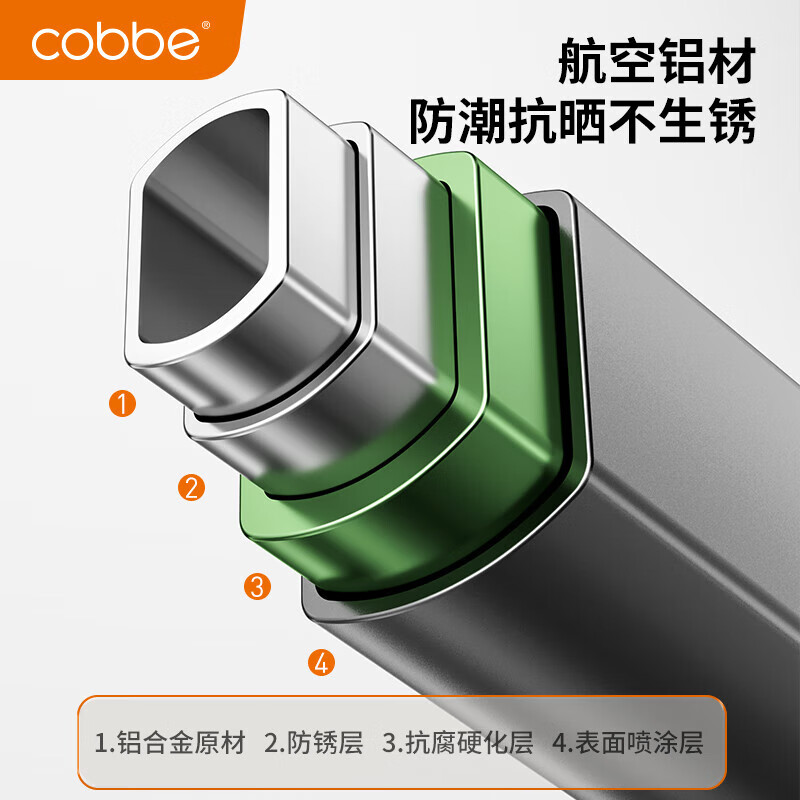 卡贝（cobbe）落地晾衣架折叠凉晒衣架挂衣服家用室内宿舍阳台晒被子铝合金衣杆 纳米灰【2.0M加粗加厚】