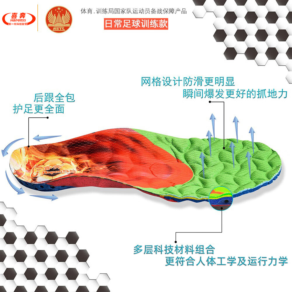 喜奔专业运动鞋垫男女减震高弹防臭吸汗透气跑步篮球足球足弓支撑缓震 专业足球鞋垫 46码 长度300mm