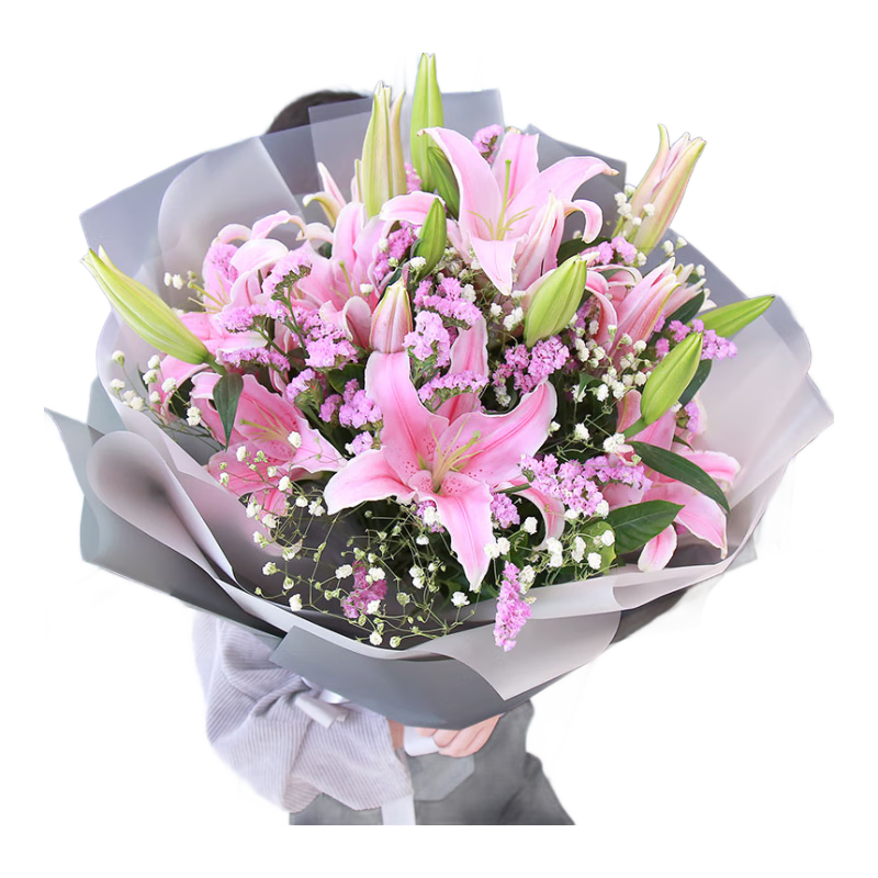 爱花居鲜花速递8枝香水百合花束生日礼物送女友爱人全国同城配送|A23