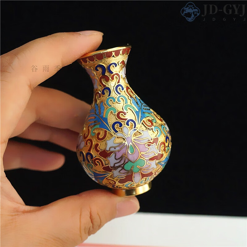 新中式高端景德鎮(zhèn)景泰藍花瓶擺件正宗金底小瓶銅胎掐絲琺瑯瓶 2.5寸=金地玉壺春 6.2cm