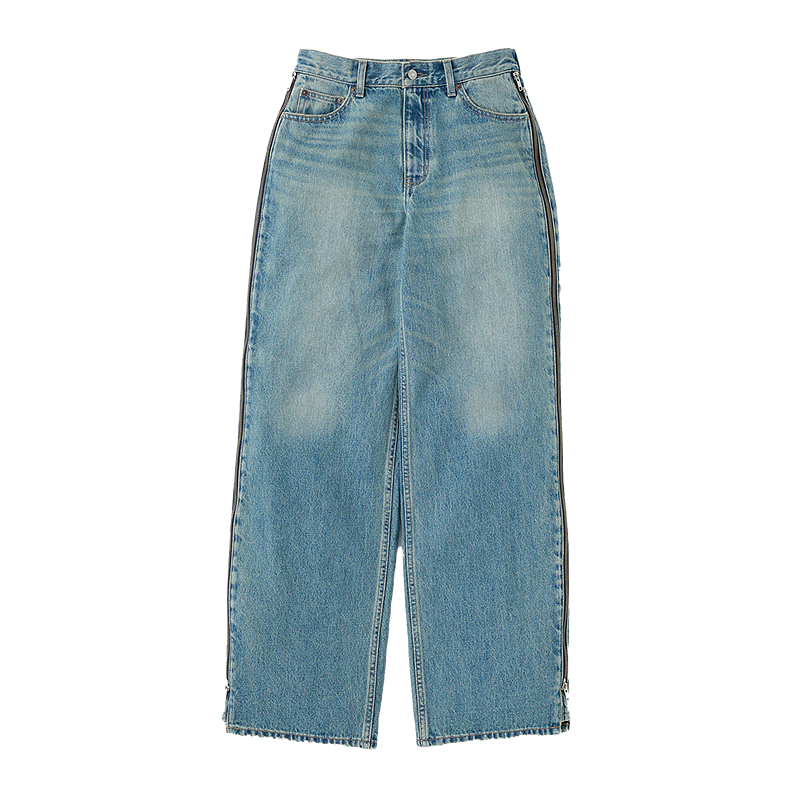 moussy 2025春季新品低腰側(cè)縫拉鏈拼接直筒牛仔褲女010IS711-0211 110藍(lán)色 S 00001/S