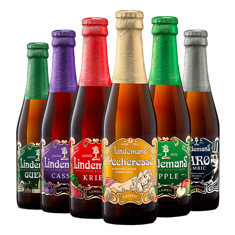 Lindemans林德曼啤酒组合装250ml*6瓶 六口味盲盒 比利时进口果啤 京东自营