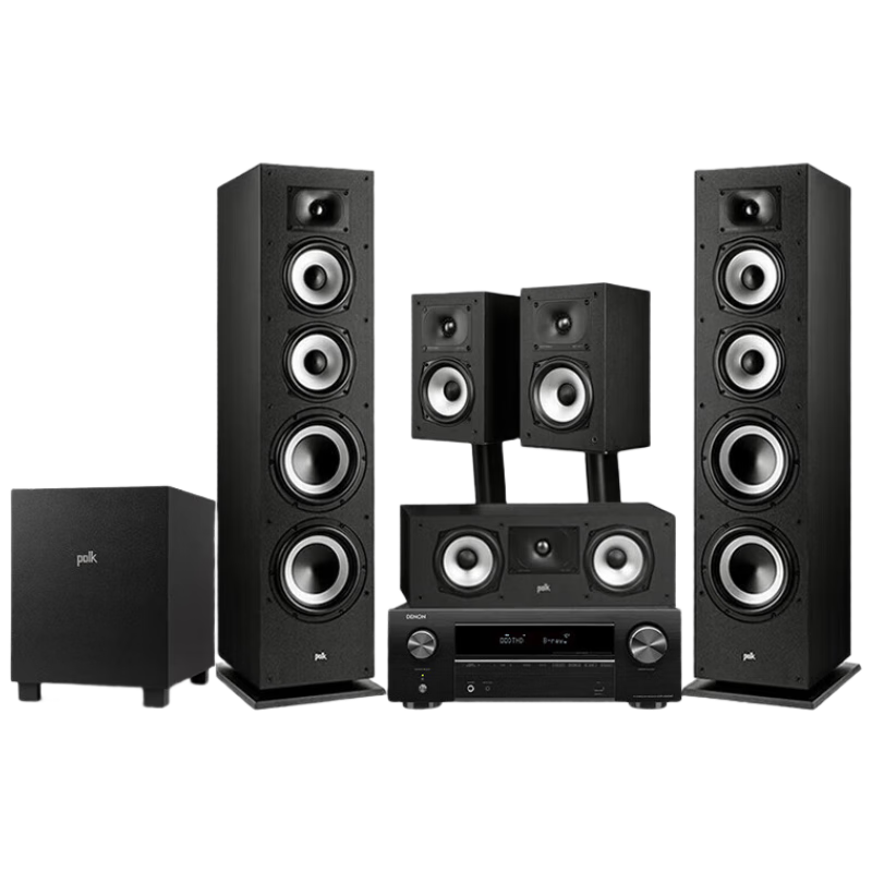 普乐之声（polk）XT70+X550 家庭影院 音响 5.1家庭音响 影院音箱 hifi客厅电视音响套装 天龙功放 有源低音炮 蓝牙