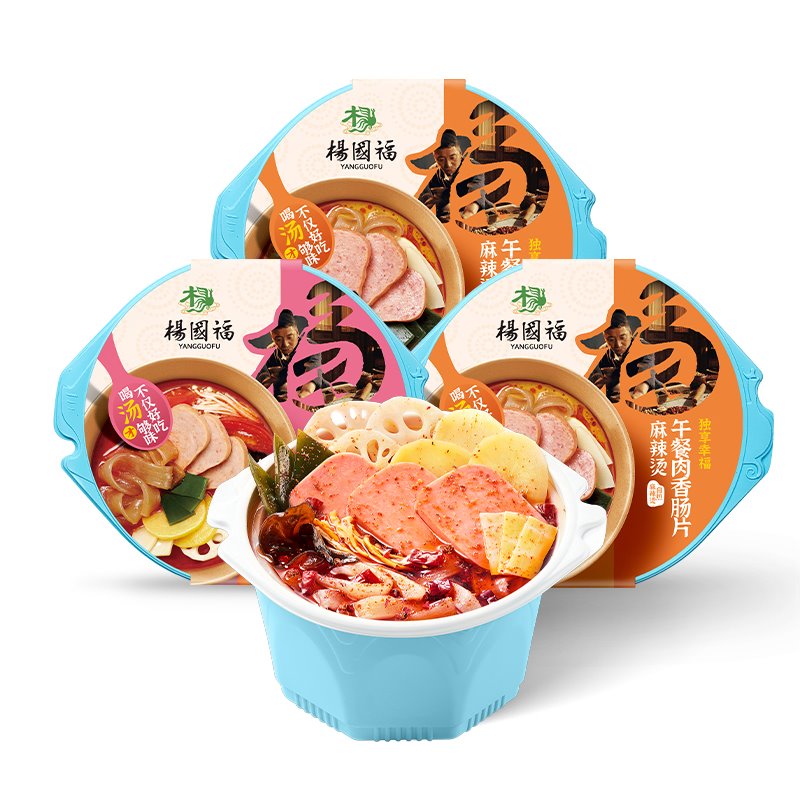 楊國福麻辣燙自熱即食午餐肉3盒懶人小火鍋加班方便速食方便夜宵 番茄午餐肉*3