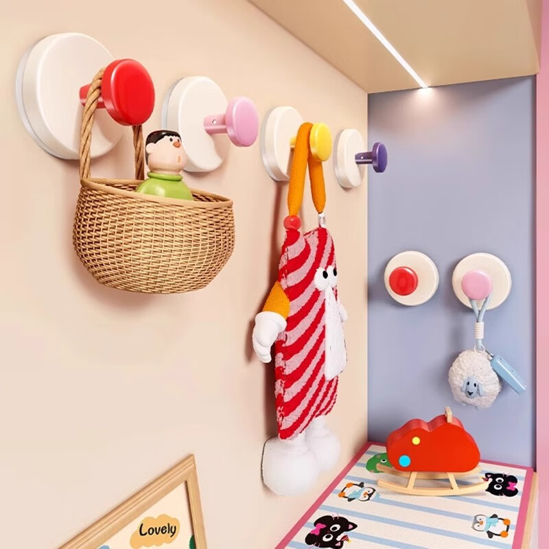 佳立方免打孔吸盘挂钩强力承重门后浴室壁挂式无痕按扣款/颜色随机/8个