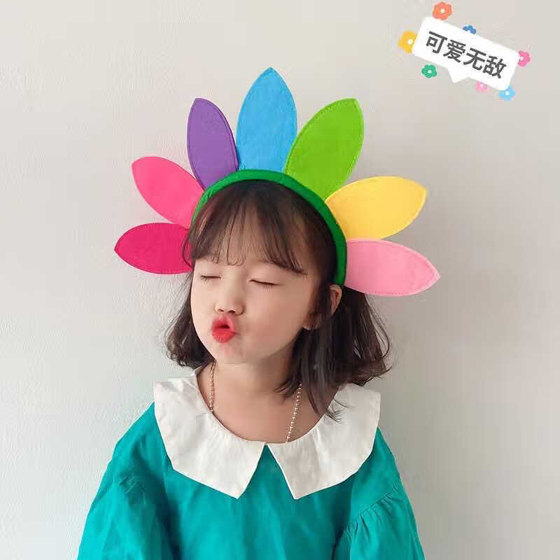 SNQP新款六一兒童幼兒園創(chuàng)意演出舞蹈太陽花裝飾拍照道具洗臉發(fā)箍頭飾 七彩花朵發(fā)箍【1個裝】