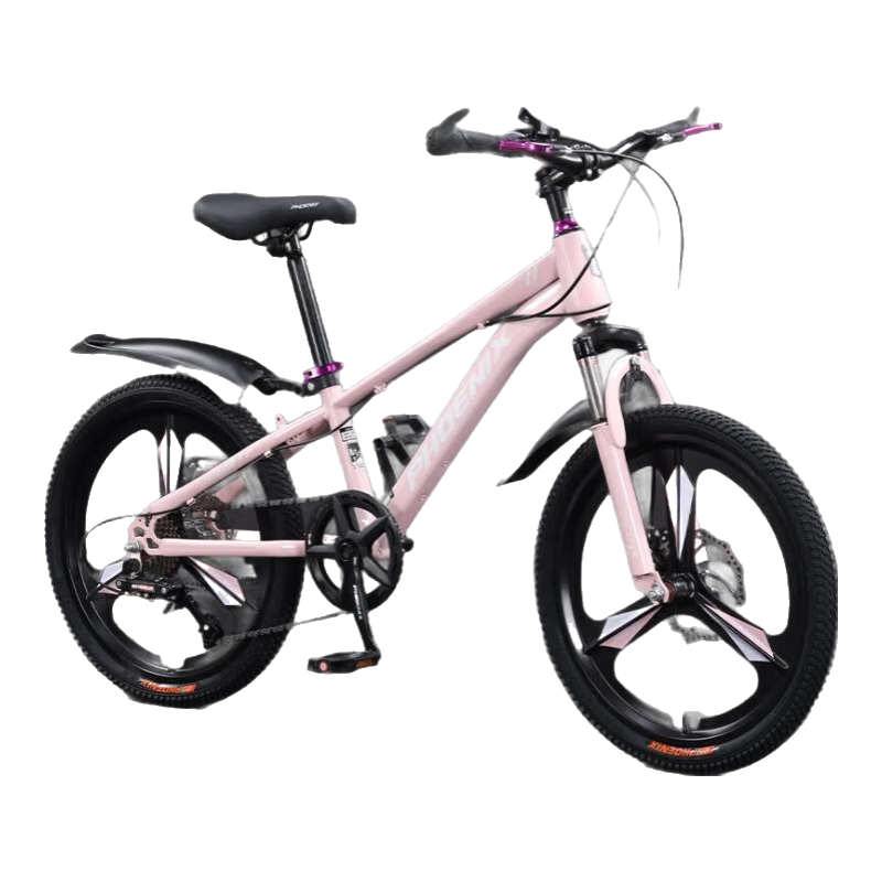 鳳凰兒童自行車6到12歲男女孩單車8-10-15中大童青少年變速山地車 變速一體輪-油墨紫 22寸