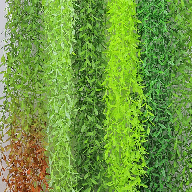 草木鲜生仿真柳叶藤条植物塑料叶子假花室内吊顶墙壁垂吊阳台绿植装饰垂柳
