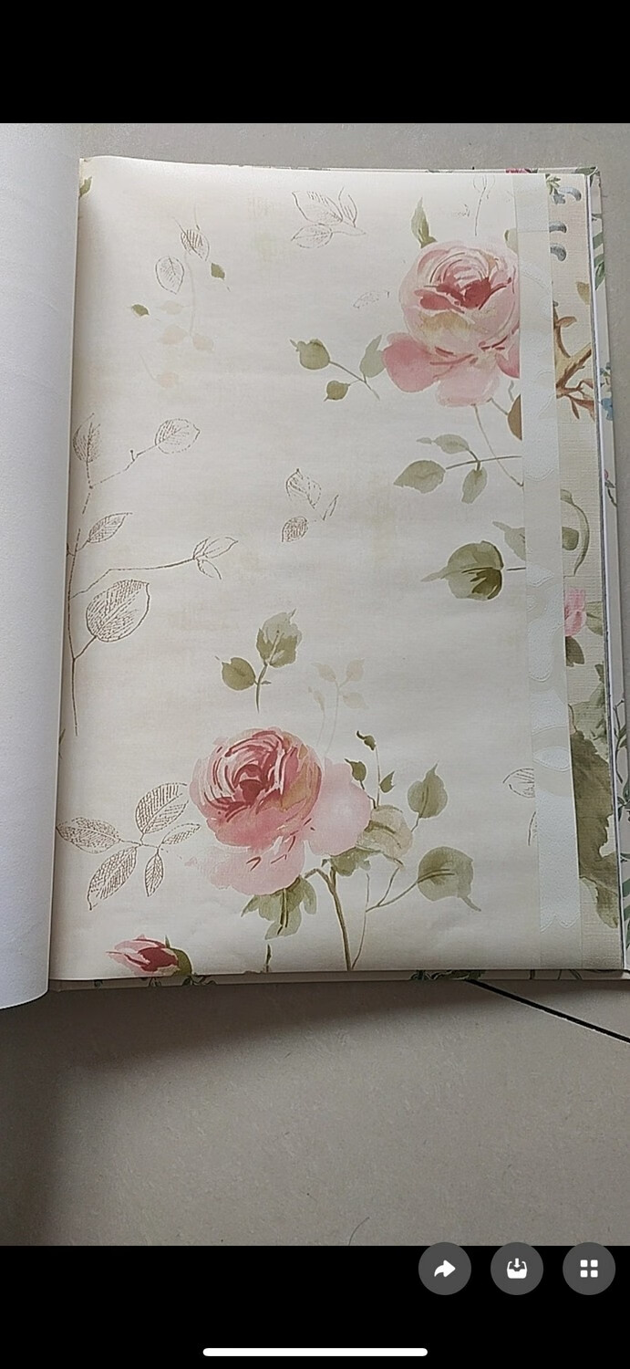 美国原装进口纯纸墙纸美式乡村田园玫瑰花卧室客厅背景墙壁纸 粉红色