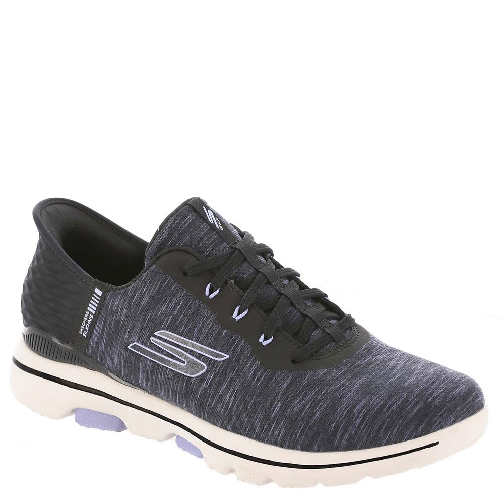 Skechers 斯凯奇 女式 Go Walk 5 宽松款一脚蹬高尔夫鞋, Black/Lavender Black/Lavender 5.5