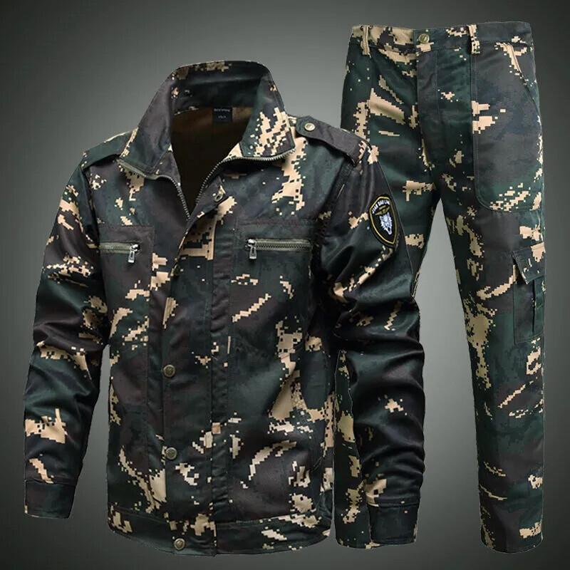 迷彩服cs拓展防刮耐磨劳保服作训服训服工地汽修服休闲服 虎斑迷彩服