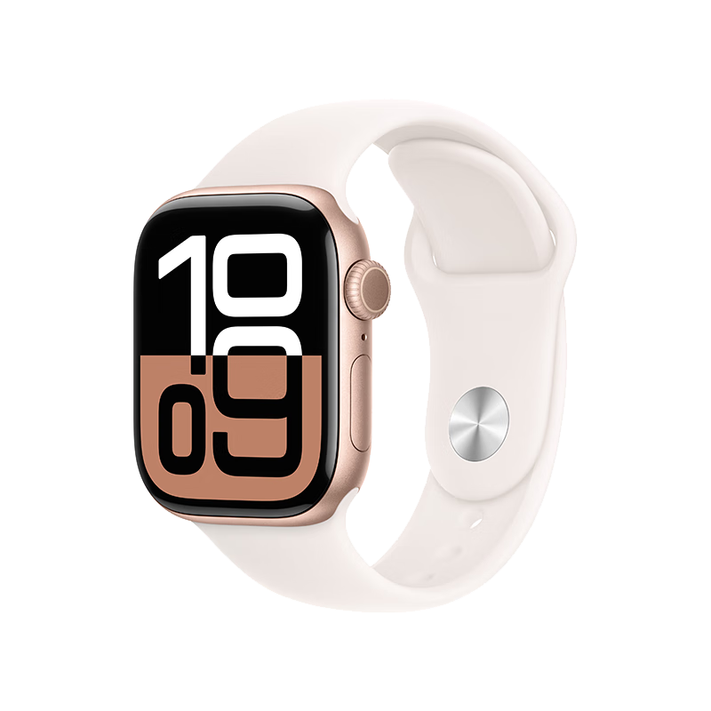 AppleWatch Series10智能手表42毫米玫瑰金色鋁金屬表殼淡桃粉色運(yùn)動(dòng)型表帶M/L【蜂窩】