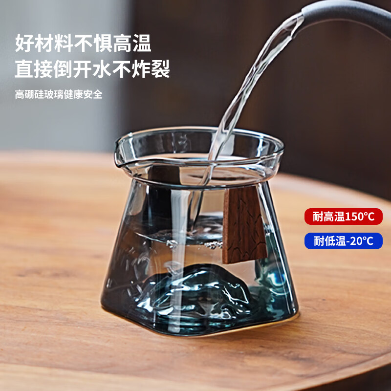 全度耐热高硼硅玻璃盖碗功夫茶具三才杯泡茶碗手防烫抓泡茶杯沏茶碗 祥云冰山盖碗灰色320ml