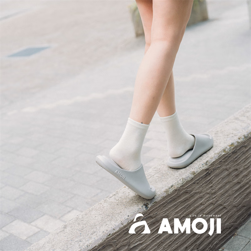 AMOJI潮牌拖鞋一字拖男女沙滩凉拖厚底踩屎感外穿浴室防水防滑防臭情侣 灰色 Grey 42-43 (270mm)
