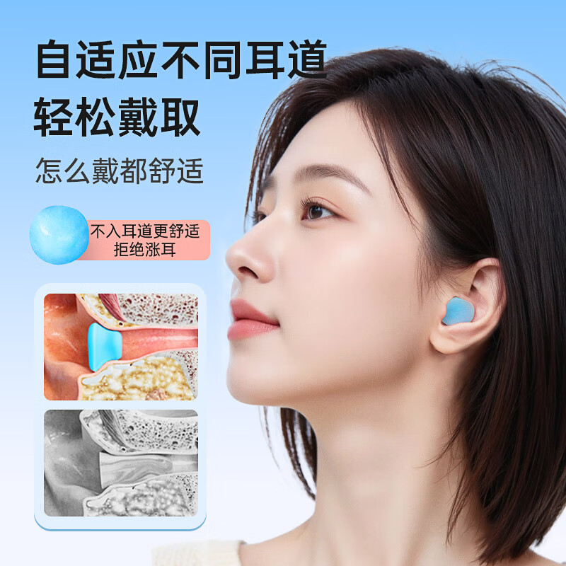 EARMOR硅胶隔音耳塞睡眠专用防噪声超级隔音学生宿舍神器可朔型坐飞机用 透明 无规格