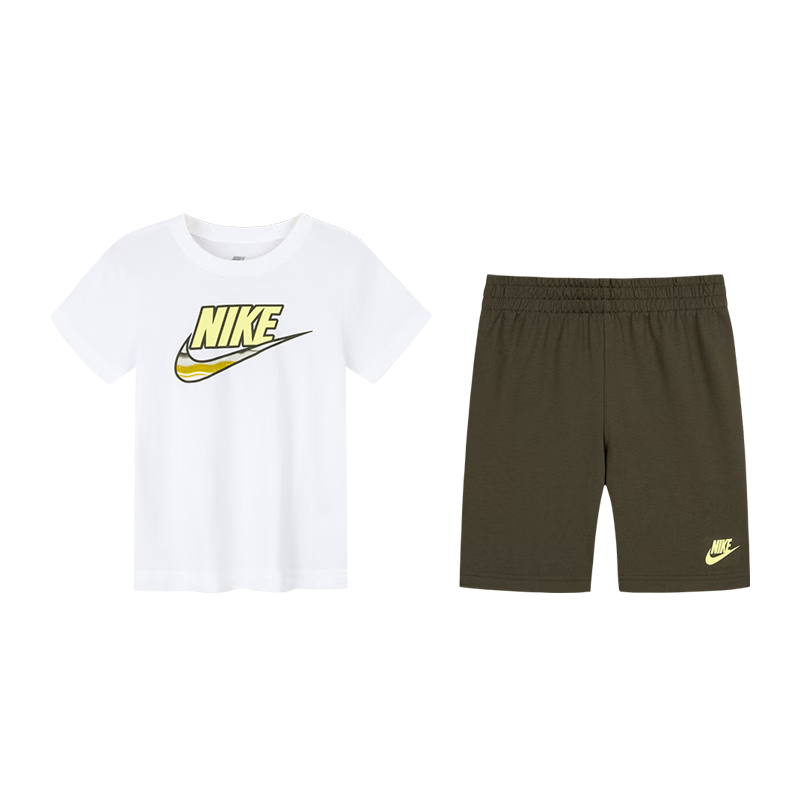 NIKE 耐克童裝男女童短袖T恤+短褲2件套2025年夏季新款兒童休閑套裝