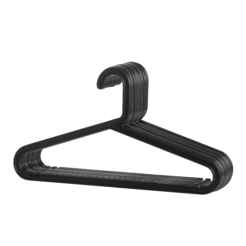 佳佰 衣架无痕衣服撑子干湿两用塑料衣架子晒衣服挂晾衣架40CM肩宽20支装黑色