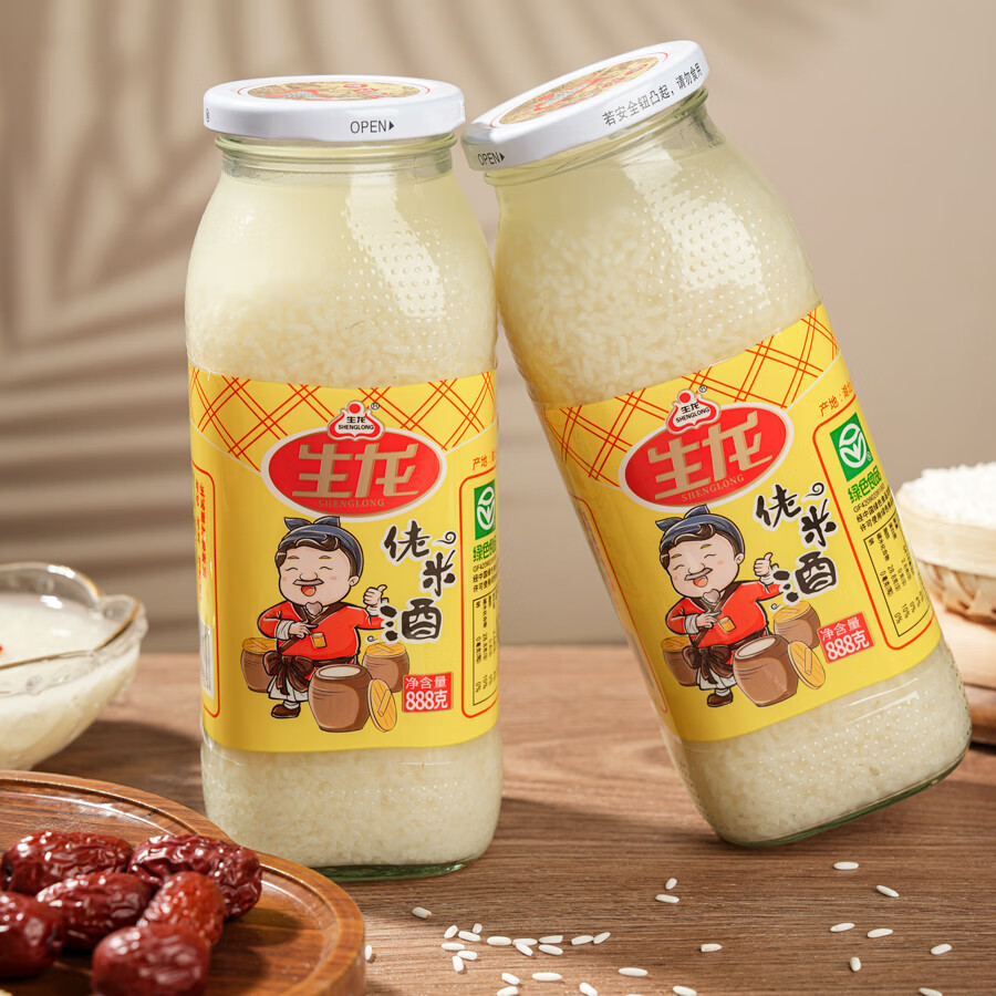 生龙【热门商品】米酒月子酒酿醪糟酒酿孝感佬米酒糯米酒大瓶装888g 888g*2瓶（商超同款）