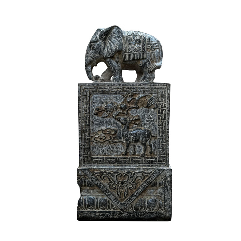 泰禧阁 石雕方形石鼓青石门墩石仿古门口抱鼓石象石刻大象门墩抱鼓石