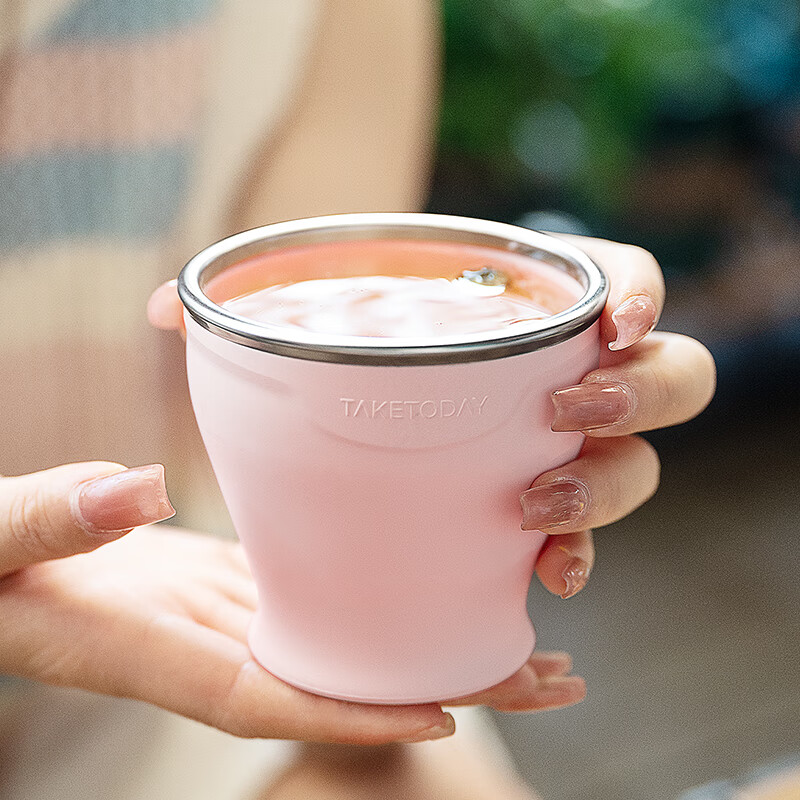 专属时代【大号】折叠水杯硅胶便携式旅行折叠杯旅游户外露营杯子 薄荷绿240ml1个 食品级硅胶