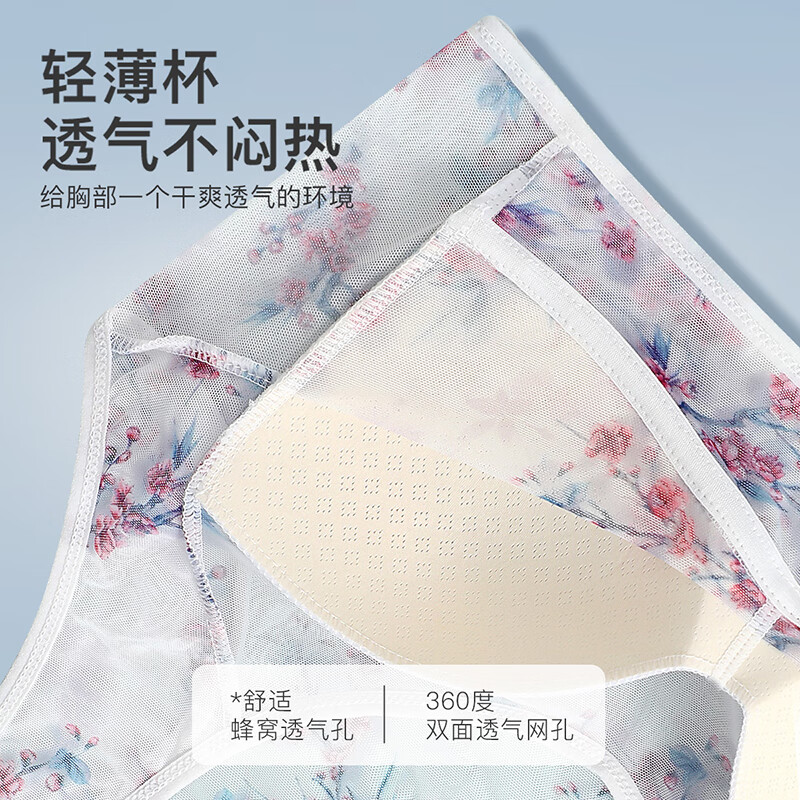 六月玫瑰2件装轻薄蕾丝妈妈内衣中老年妇女大码文胸无钢圈美背内衣 混色 黑+白 XL (115-130斤)