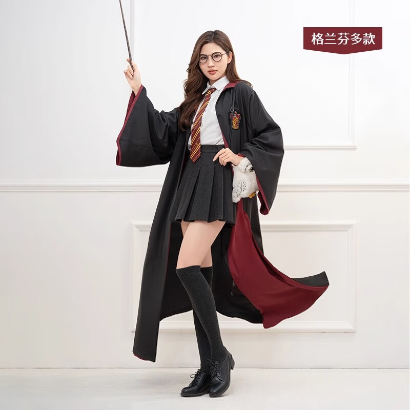 哈利·波特魔法袍霍格沃茨学院魔法袍格兰芬多披风长袍COS衣服生日礼物正版 格兰芬多【赠霍格沃茨礼包】 M
