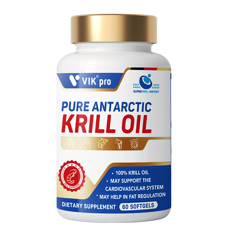 VIKpro南极磷虾油500mg 调节三高中老年心脑血管养护omega-3原装进口 1个月体验装 60粒*1瓶