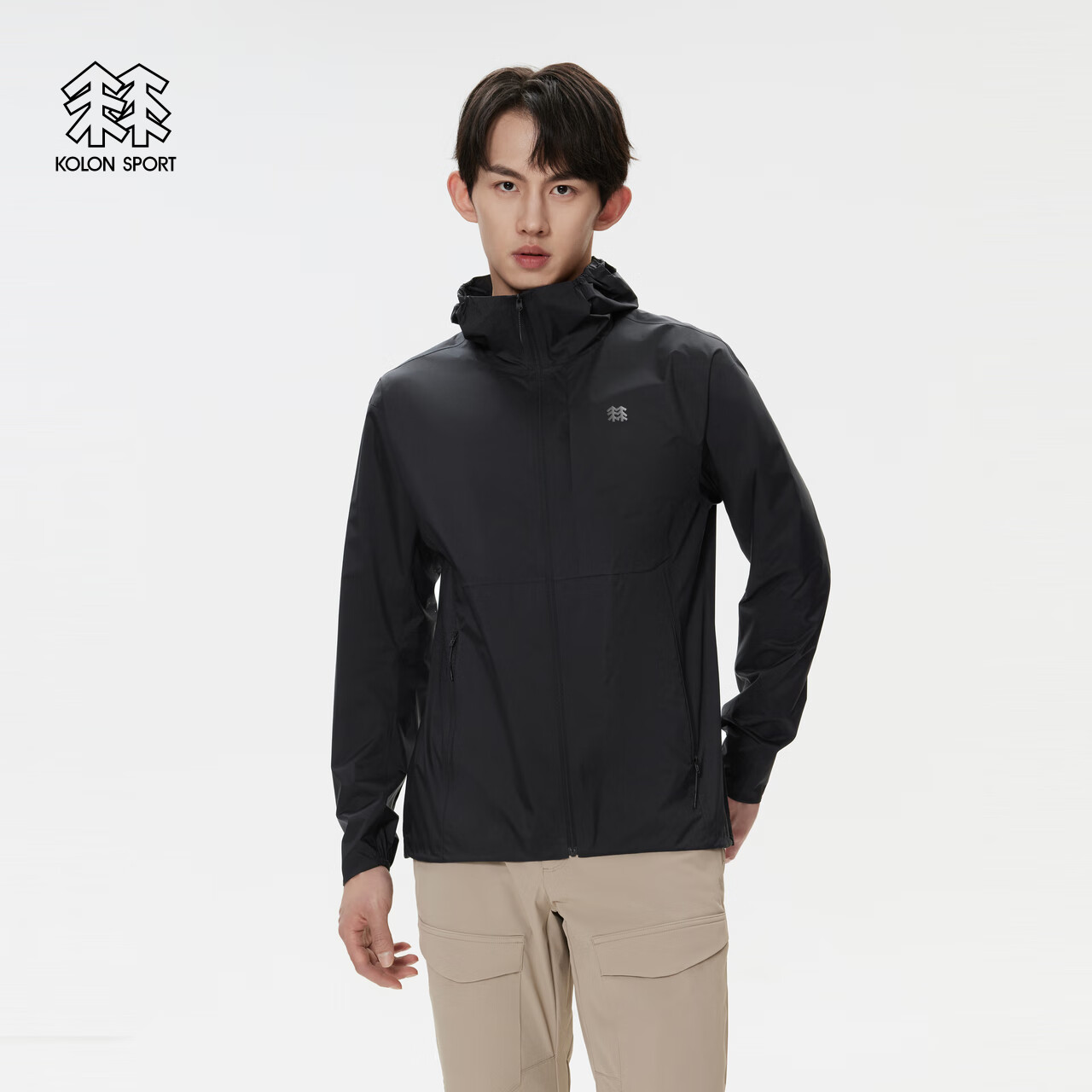 KOLON SPORT/可隆轻量夹克 男子户外运动徒步防泼水耐磨Ultralight外套皮肤衣 LHJK5MN113-BK 黑色 L 175/96A